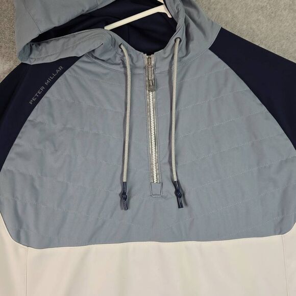 Peter Millar Hyperlight Weld Hybrid Zip Hoodie Stretch Golf Men’s Large Blue Whi - Picture 2 of 12